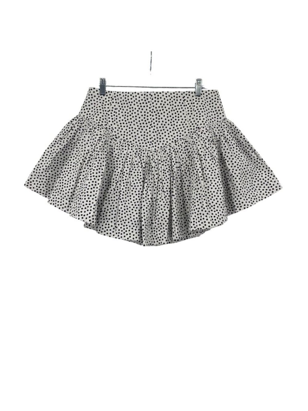Maeve Women's Size L Basque-Waist Flirty Mini Skirt Polka Dot White Black NEW